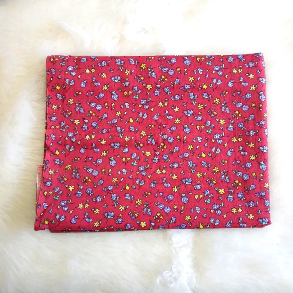 FABRIC Charming Small Floral On A Red Background.  2.5 Yards 100% Cotton